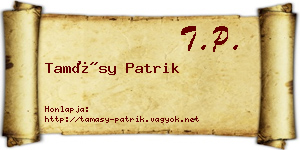 Tamásy Patrik névjegykártya